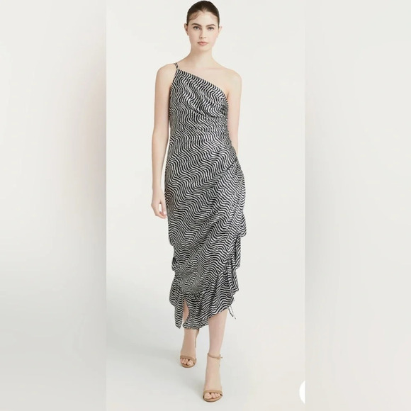 Cinq a Sept CHRISTEL DRESS in IVORY/NAVY - Picture 3 of 7